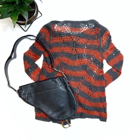 ⚡️SALE⚡️ Anthropologie Guinevere Waterfall Draped Loose Knit Striped Cardigan - Picture 3 of 6